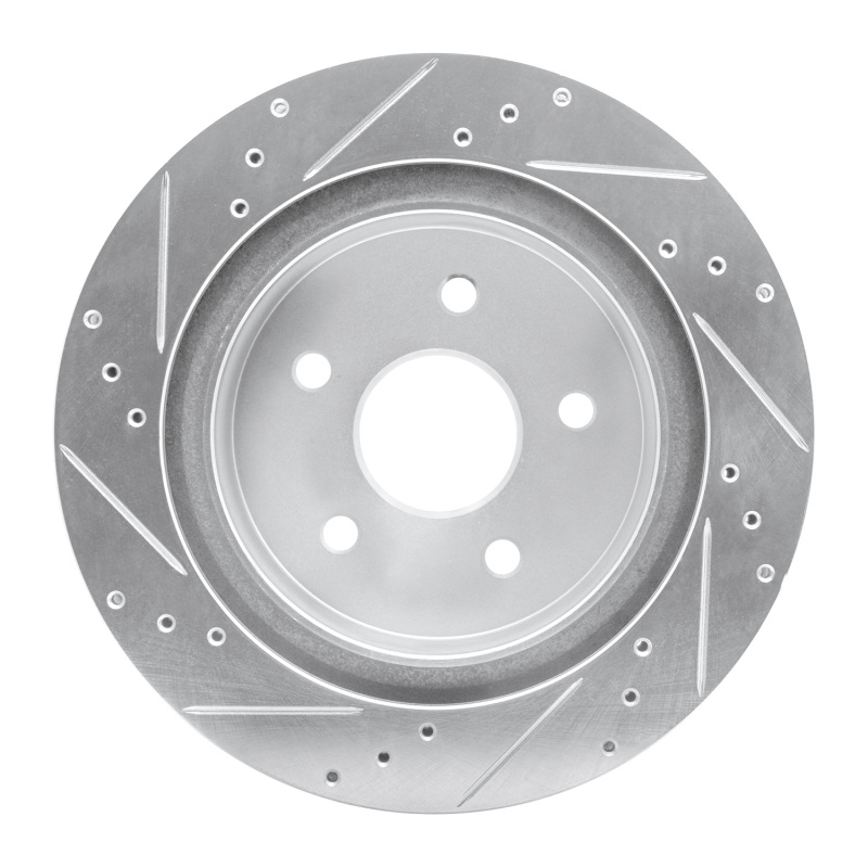 Dodge Ram 1500 Pickup Brake Rotor (1) - Rear Left - R1 Concepts - Drilled & Slotted - Silver - `04-`06